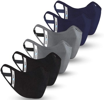 6 Pack!  – Cloth Face Mask – Washable & Reusable – Adult S/M – Cotton – Includes Filter – Black/Navy/Gray