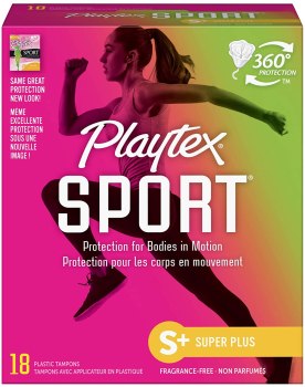 2 Pack! Playtex Sport Tampons with Flex-Fit Technology, Super Plus, Unscented – 18 Count