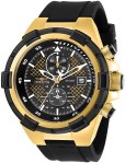 Invicta Men’s Aviator Stainless Steel Quartz Watch with Silicone Strap, Black, 26 (Model: 28100)