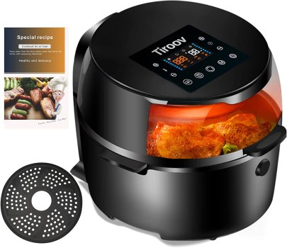 Tiroov Large Air Fryer XL, 7.8 Quart Electric Hot Air Fryer Oven Oilless Cooker with Viewable Window, 10-in-1 LED Digital Touch Screen Air Fryers (+ 36 Recipes)