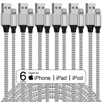 6 Pack! Apple MFi Certified 3/3/6/6/6/10ft] iPhone Charger Lightning Cable