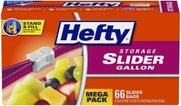 66 Hefty Slider Storage Bags, Gallon Size