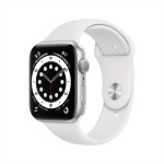 Apple Watch Series 6 GPS, 44mm Silver Aluminum Case with White Sport Band – Regular $245