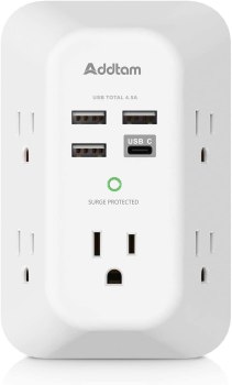5 Outlet Surge Protector w/ 4 USB Port (1 is USB-C)