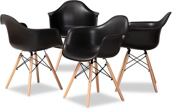 Another Price Mistake! Baxton Studio Galen Dining Chairs, Set of 4, Black/Oak Brown