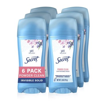 HOT! 6 Pack For $11.38 Secret Powder Clean Invisible Solid Antiperspirant and Deodorant 2.6 oz,