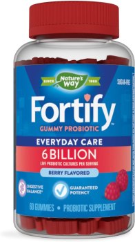 Nature’s Way Fortify Probiotic Gummies, 6 Billion, Color12, Berry Flavored, 60 Count