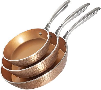 3 Piece Nonstick Gotham Steel Hammered Copper Fry Pan Set For $49.99 Shipped From Amazon
