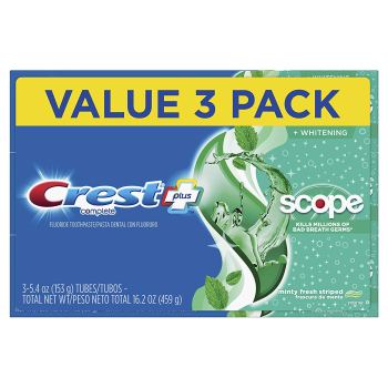 3 Pack Of Crest + Scope Complete Whitening Toothpaste Minty Fresh For $5.24-$5.61 Shipped From Amazon