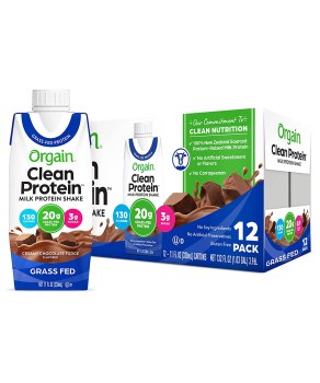 Case of 12 For $16.64 Orgain Grass Fed Clean Protein Shake, Creamy Chocolate Fudge