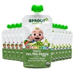 12 Pack CoComelon Sprout Organic Baby Food, Toddler Pouches, Yes, Yes, Veggie, Fruits, Grains, 3.5 Oz Purees