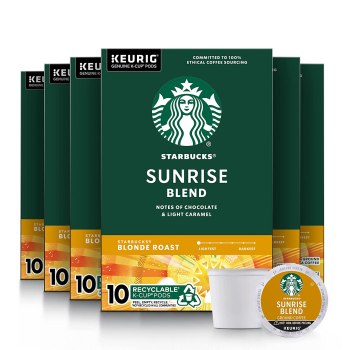 6 Pack! Starbucks Blonde Roast K-Cup Coffee Pods — 10 Count