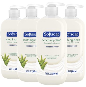 Hot! 4 Pack Softsoap Moisturizing Liquid Hand Soap, Soothing Clean Aloe Vera – 16.9 fluid ounces