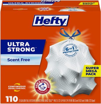 110 Pack Of Hefty Ultra Strong Tall Kitchen Trash Bags For $12.97 From Amazon