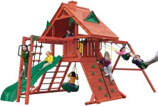Gorilla Playsets Sun Palace II Wood Swing Set With Monkey Bars And Wood Roof For $2,191.43 From Amazon After $865 Price Drop