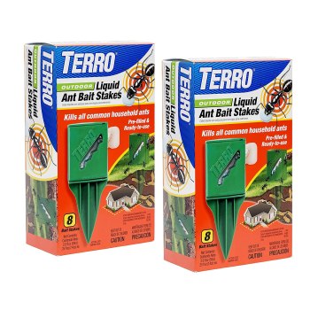 TERRO Outdoor Liquid Ant Bait Stakes-2 Pack (16 total units), Clear