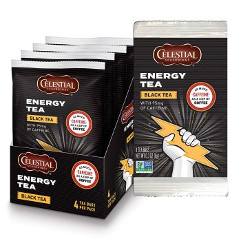 Pack of 24! Celestial Seasonings Black Energy Tea, Contains Caffeine, 4 Tea Bags