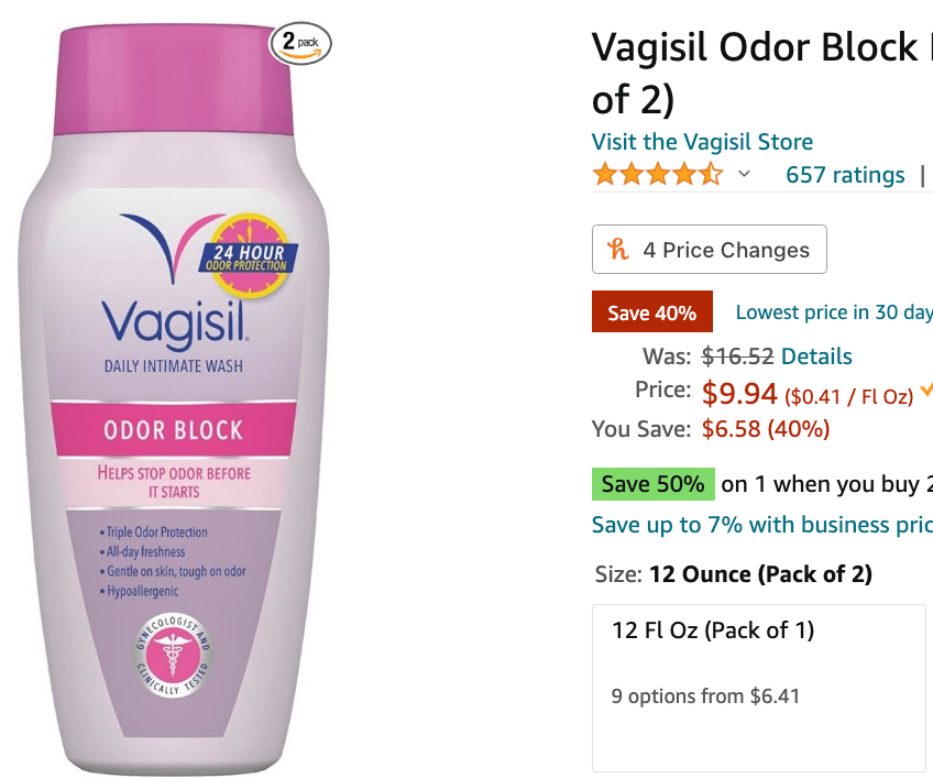Price Mistake on Vagisil