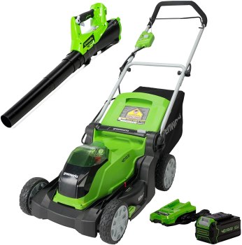 Amazon has the Greenworks 40V 14″ Cordless Lawn Mower / Blower Combo Kit, 4.0Ah USB Battery and Charger Included for ONLY $189 Shipped (Was $299)!!