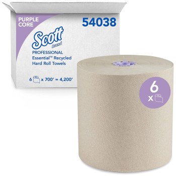 Scott Essential 100% Recycled Brown Roll Towel (54038)  700’/Roll, 6 Rolls/Case, 4,200’/Case