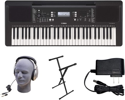 Yamaha PSR-E373 PKS 61-Key Premium Keyboard Pack with Power Supply, X-Style Stand, and Headphones (YAM PSRE373
