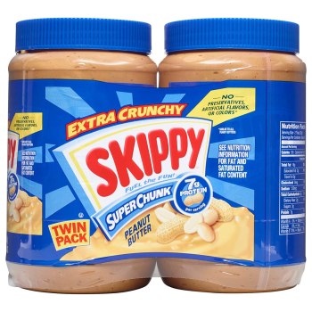 2 Pack of 40oz Skippy Peanut Butter, Super Chunky $8.30 (or $7.42.  With S&S) 5 pounds total,