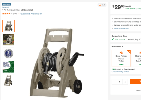 175 ft. Hose Reel Mobile Cart