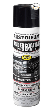 -61%6 Pack! For $17 down from $45+ Rust-Oleum 248656 Professional Grade Undercoating Spray, 15 Ounce – Black, 90 Ounce 6 Pack! For $17 down from $45+ Rust-Oleum 248656 Professional Grade Undercoating Spray, 15 Ounce – Black, 90 Ounce