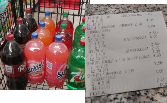 Family Dollar In-Store Glitch: 2 Liter Bottles of Soda only 65 cents and 24 Packs of water are $2.55.