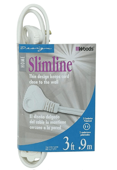 SlimLine Indoor Flat Plug Extension Cord, 3 Foot $1.99 + Frere Shipping w/Prime