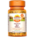 Sundown Vitamin B-12, Cellular Energy Support, Vegetarian, Vegan-Friendly 1000 mcg, ) Non-GMO, Free of Gluten, Dairy, Artificial Flavors 120 Count (Pack of 1)