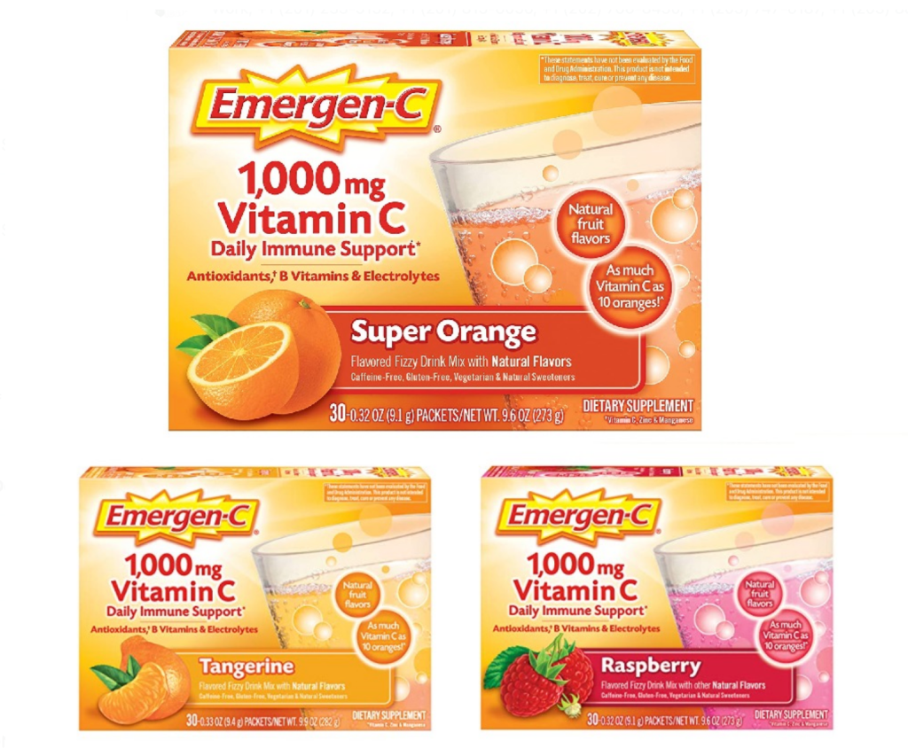 2 Boxes of 30 Pack Emergen-C 1000mg Vitamin C Powder Packets $12.5