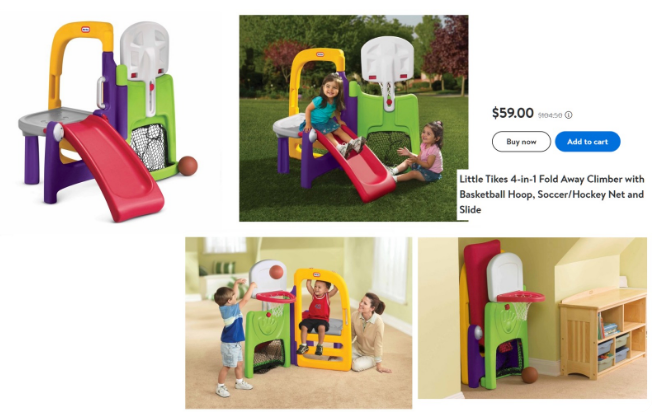 Little Tikes 4-in-1 Fold Away Climber with Basketball Hoop, Soccer/Hockey Net and Slide $59 + Free Shippnig. Lowes price it's ever been
