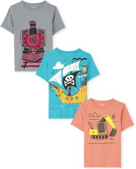 3 Pack For $5.59 All sizes! The Children’s Place Baby Toddler Boys Short Sleeve Graphic T-Shirt