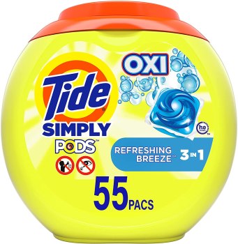 🔥 🔥 3 Pack of 55 Tide Simply Pods + Oxi Laundry Detergent Soap Pods For $22.61 + More