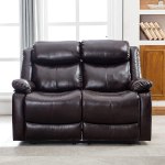PU Leather Sofa Set, Classic Manual Sectional Recliner Couch Furniture Lounge Chair Loveseat for for Living Room Office Home Theater (2-Seat), Brown