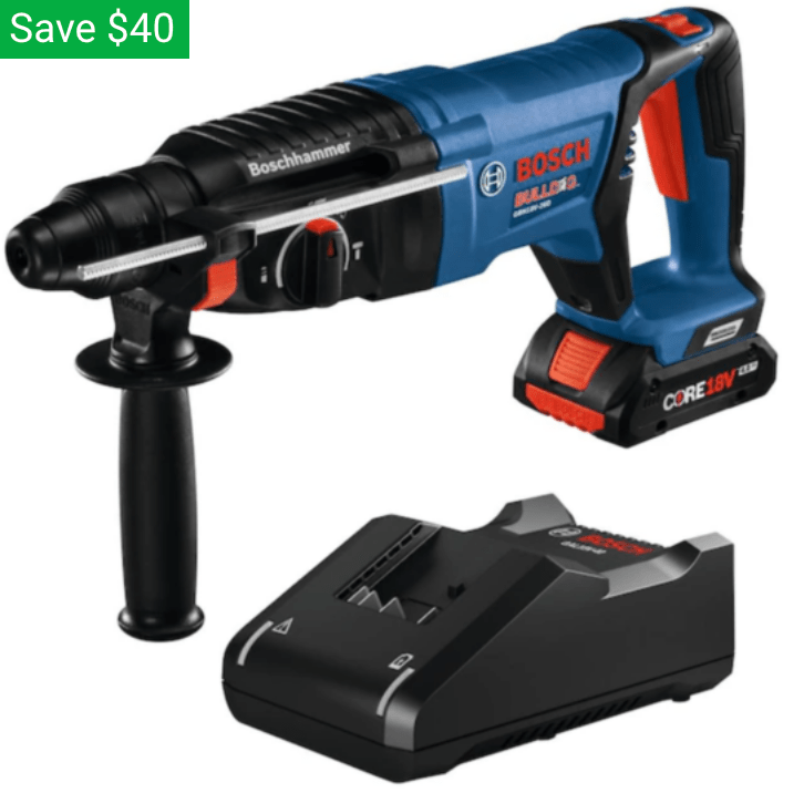 Today only: Bosch Bulldog CORE 18V-volt cordless rotary hammer drill with battery for $159