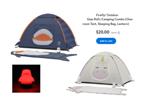 Firefly! Outdoor Gear Kid's Camping Combo With Tent, Sleeping Bag and light up Lantern