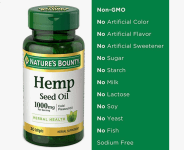 Hemp Seed Oil by Nature’s Bounty, Herbal Supplement, 1000mg Cold Pressed Oil, 30 Softgels