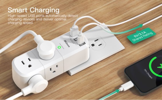 Mifaso Swivel 6 Outlet Extender w/ 3 USB Ports (1x USB-C) For $11.55