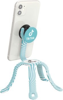 PopSockets: Flexible Phone Mount & Stand, Phone Tripod Mount, Universal Device Mount – TikTok Teal Swirl