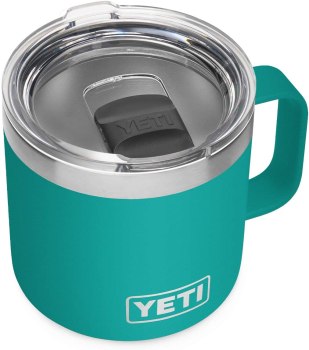 YETI Rambler 14 oz Mug, Vacuum Insulated, Color: Aquifer Blue