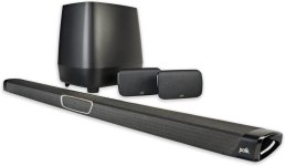 Polk Audio MagniFi Max SR Home Theater Surround Sound Bar | Works with 4K & HD TVs | HDMI, Optical Cables, Wireless Subwoofer & Two Speakers Included Black