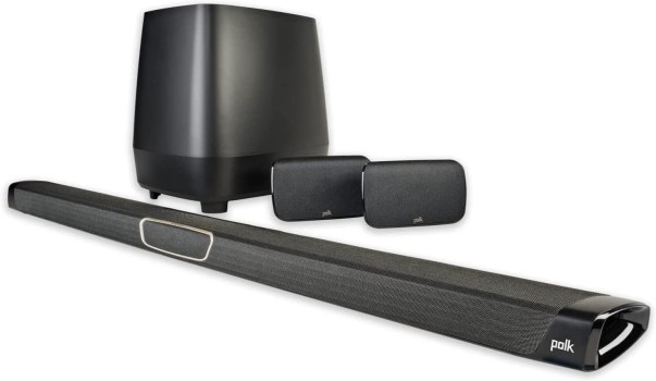 Polk Audio MagniFi Max SR Home Theater Surround Sound Bar | Works with 4K & HD TVs | HDMI, Optical Cables, Wireless Subwoofer & Two Speakers Included Black