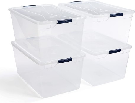 Rubbermaid Cleverstore, 95 Qt – 4 Pack, Clear Storage Containers, 4 Count