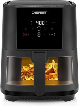 Chefman TurboTouch Easy View Air Fryer, The Most Convenient And Healthy Way To Cook Oil-Free, Watch Food Cook To Crispy And Low-Calorie Finish Through Convenient Window, 5 Qt