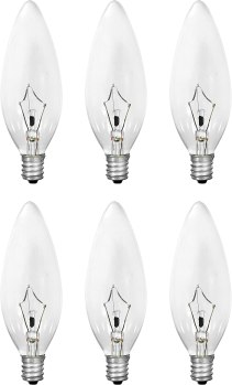 SYLVANIA Incandescent Double Life Light Bulb, 60W B10 Chandelier , Candelabra Base, Clear, Blunt Tip, Soft White – 6 Pack (18750)