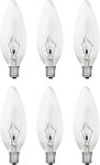 SYLVANIA Incandescent Double Life Light Bulb, 60W B10 Chandelier , Candelabra Base, Clear, Blunt Tip, Soft White – 6 Pack (18750)