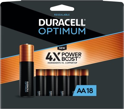 Duracell Optimum AA Batteries with Power Boost, 18 Count Pack Double A Battery with Long-lasting Power, All-Purpose Alkaline AA Battery for Household and Office Devices
