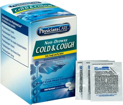 PhysiciansCare Cold and Cough Congestion Medication, 50 Doses of Two Tablets, Non Drowsy